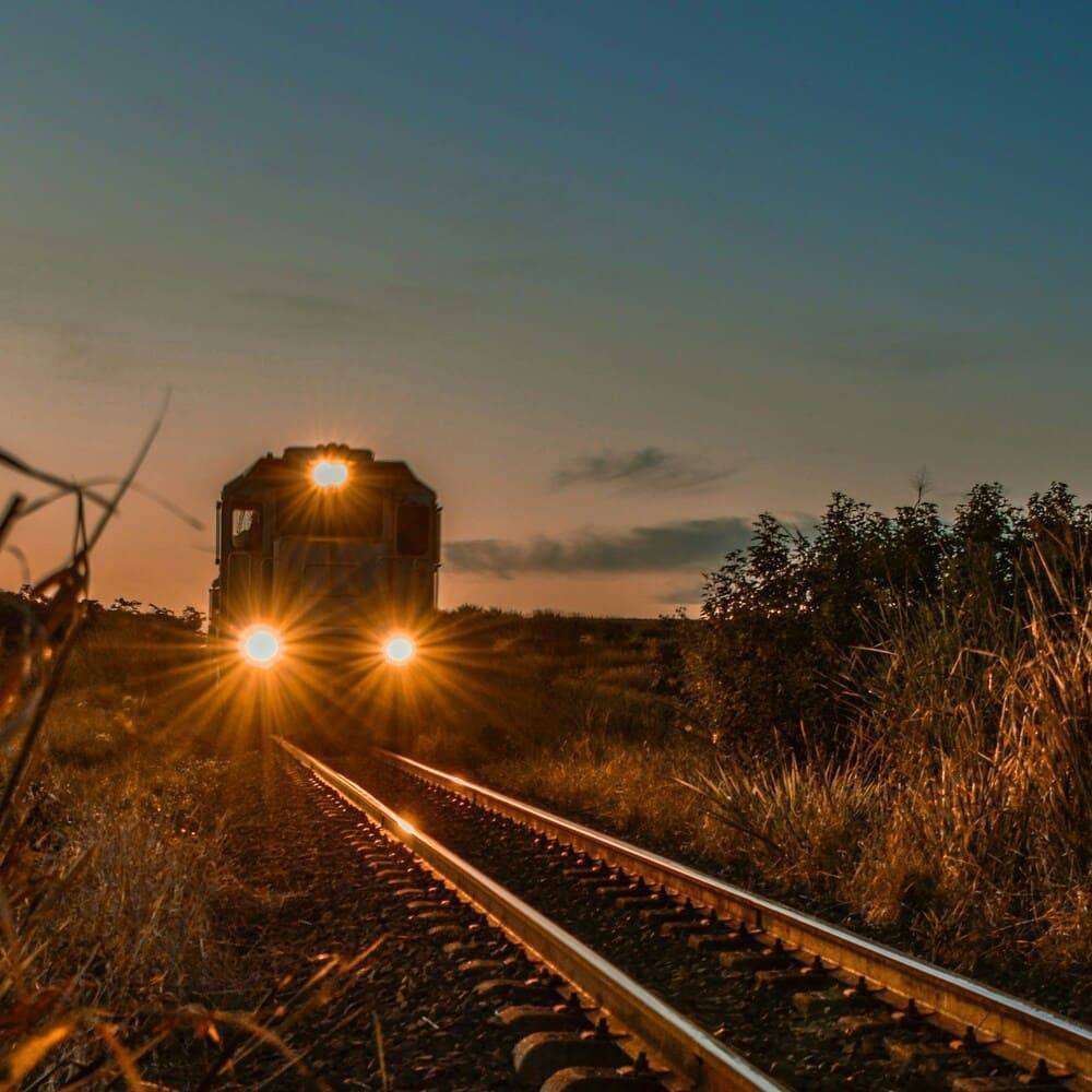 railway during sunset