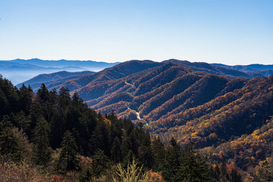 Panoramic view from Newfound Gap on the Tennessee and North Carolina state line
